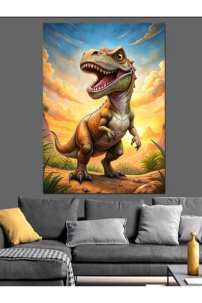 Tablomega Drăguț T Rex Decorativ Pânză în Natura - Lemn MDF Pictură