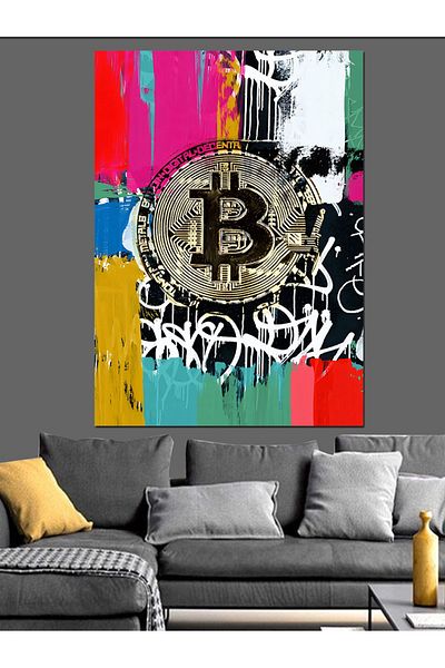 Tablomega Pânză decorativă Bitcoin - Lemn MDF