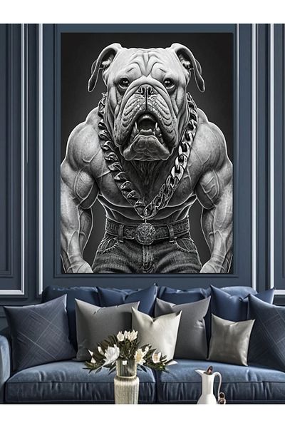 Tablomega Pânză decorativă pentru câine musculos - Lemn MDF