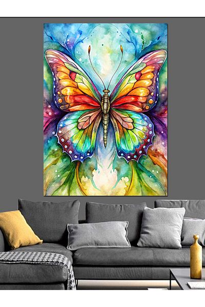 Tablomega Pânză decorativă Fluture Colorat - Lemn MDF