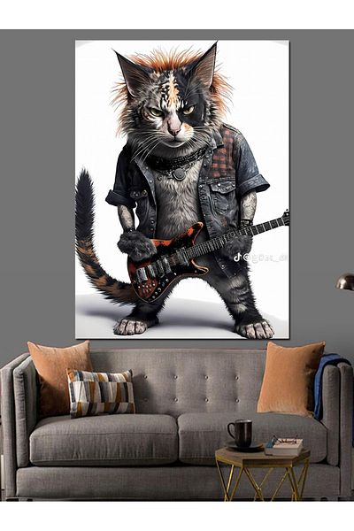 Tablomega Pânză decorativă Metalci Cat - Lemn MDF