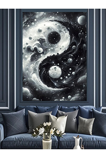 Tablo Mega Ying Yang Denge Dekoratif Kanvas - Mdf Ahşap Tablo