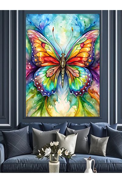 Tablomega Pânză decorativă Fluture Colorat - Lemn MDF