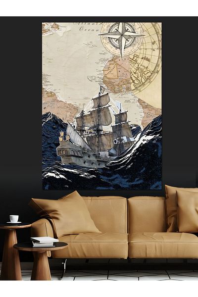 Tablomega Pânză decorativă Old Battleship - Lemn MDF