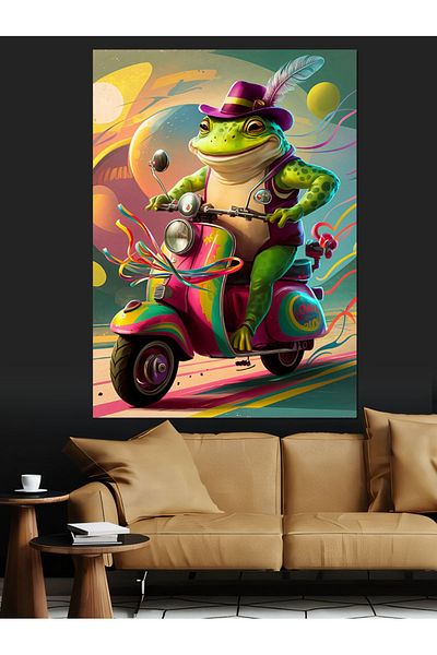 Tablomega Motocicletă Utilizând Broască Pânză Decorativă - Lemn MDF