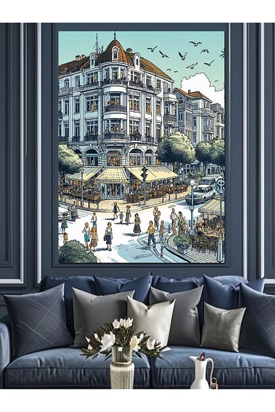 Tablomega Oameni în oraș Pânză decorativă - Lemn MDF