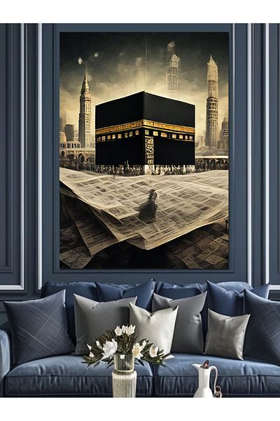 Tablomega Pânză decorativă Fundalul Ziarului Kaaba - Lemn MDF