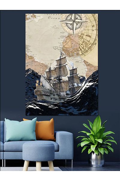 Tablomega Pânză decorativă Old Battleship - Lemn MDF