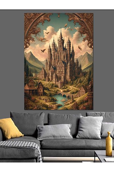 Tablomega Pânză Decorativă Retro Castel - Lemn MDF