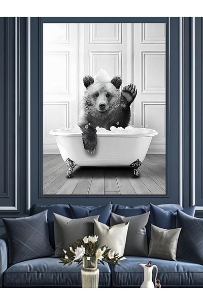 Tablomega Pânză decorativă pentru plăcere de baie a lăcustei alb-negru - MDF Lemn