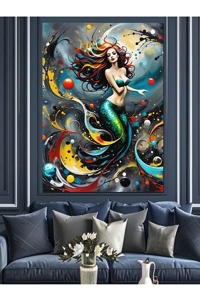 Tablomega Pânză decorativă sirenă abstractă - pictură din lemn MDF