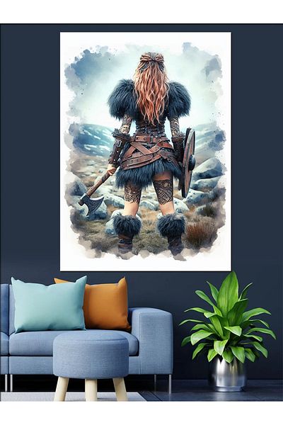 Tablomega Pânză decorativă Warrior Viking Woman - Lemn MDF