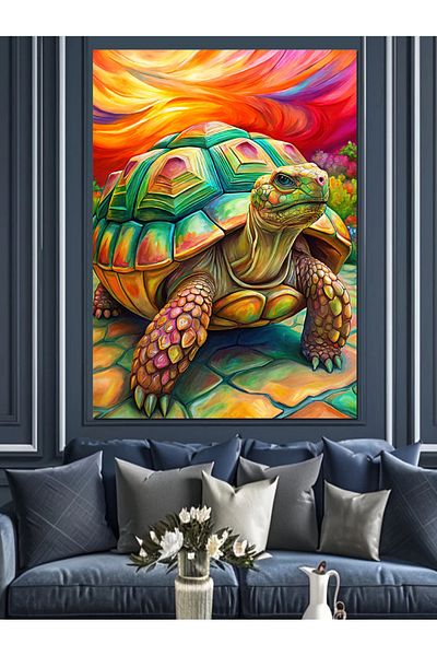Tablomega Pânză decorativă broască țestoasă colorată - Lemn MDF