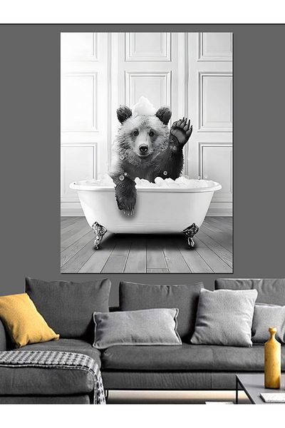 Tablomega Pânză decorativă pentru plăcere de baie a lăcustei alb-negru - MDF Lemn