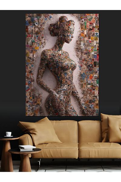 Tablomega Pânză decorativă pentru femei abstracte - pictură din lemn MDF