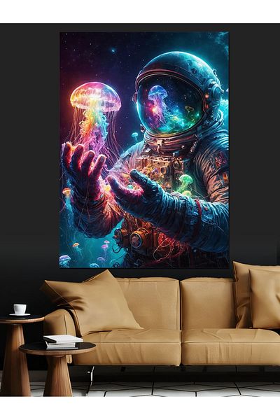 Tablomega Pânză Decorativă Astronaut și Meduze - Lemn MDF