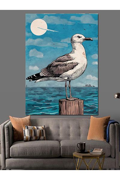 Tablomega Διακοσμητικός καμβάς Seagull on the Beach - Ξύλινος πίνακας MDF