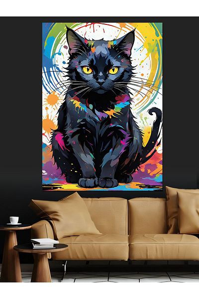 Tablomega Pânză decorativă Mystic Black Cat - Lemn MDF