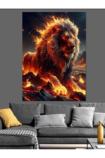 Tablomega Pânză decorativă Flame Lion - Lemn MDF