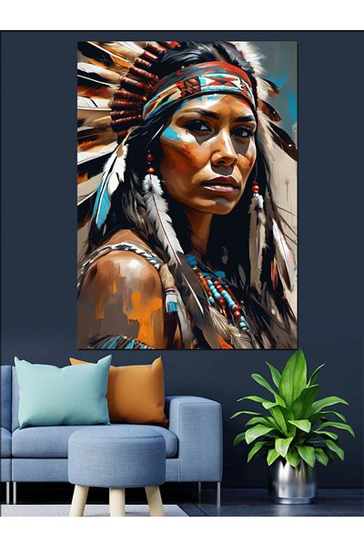 Tablomega Pânză Decorativă Femeie Indiană - Lemn MDF