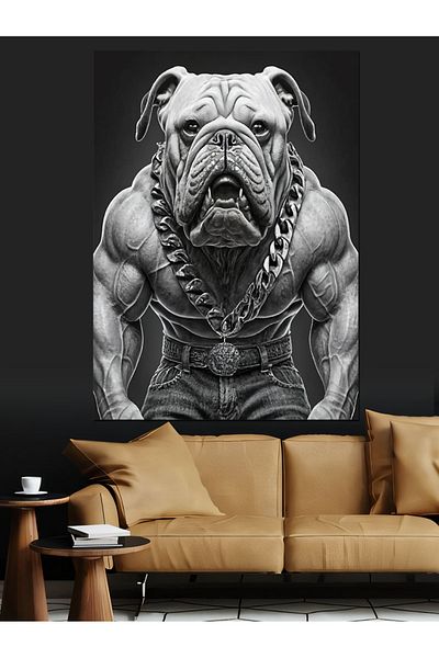 Tablomega Pânză decorativă pentru câine musculos - Lemn MDF