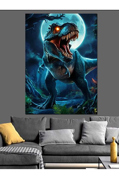 Tablomega Pânză decorativă Dinozaur T-Rex în sălbăticie - Lemn MDF