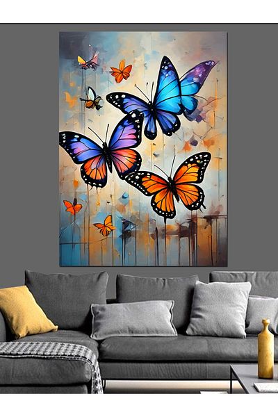 Tablomega Pânză decorativă Fluturi Colorați - Lemn MDF