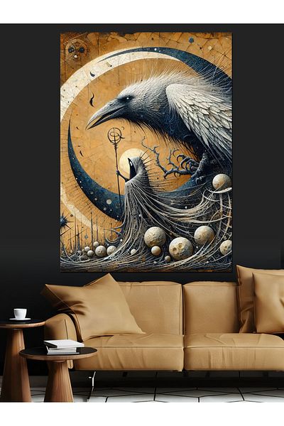 Tablomega Pânză Decorativă Magician și Corb - Lemn MDF