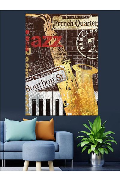 Tablomega Pânză decorativă pentru pian cu tematică jazz - pictură din lemn MDF