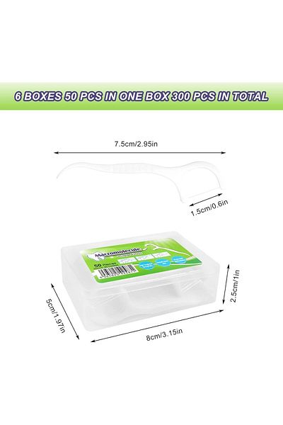 COOYA Disposable Dental Floss, 6 Boxes 300pcs Teeth Flossers Picks Deep Cleaning Teeth Stick for Travel