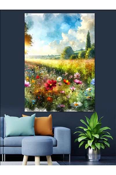 Tablomega Pânză decorativă Flowersve Field - Lemn MDF