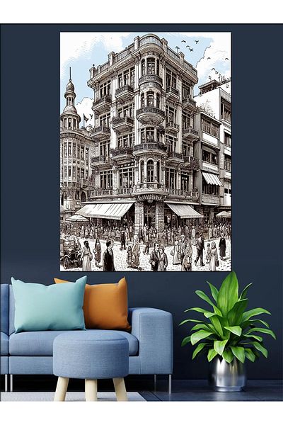 Tablomega Pânză decorativă Black White City - Lemn MDF