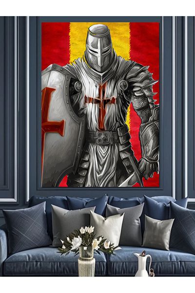 Tablomega Crusader Knight Canvas Decorativ - MDF Lemn