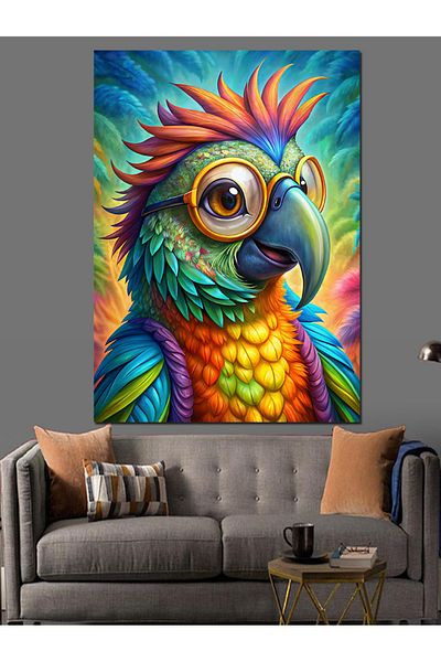 Tablomega Papagal cu Ochelari Canvas Decorativ - MDF Lemn