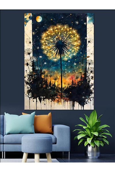 Tablomega Pânză decorativă cu pene de diavol și fundal abstract - pictură din lemn MDF
