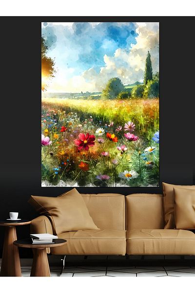 Tablomega Pânză decorativă Flowersve Field - Lemn MDF