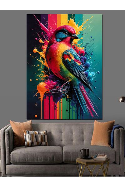 Tablomega Pânză decorativă cu pasăre colorată - Lemn MDF