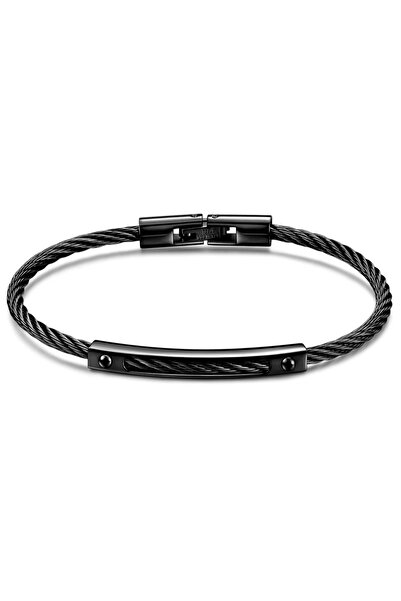 Choice 54-62mm Black VQYSKO Stainless Steel Thin Wire Twist Bracelet Masculin...