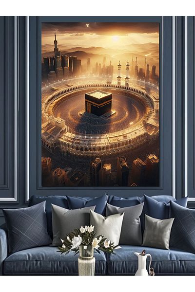 Tablomega Pânză decorativă peisaj Kaaba - Lemn MDF