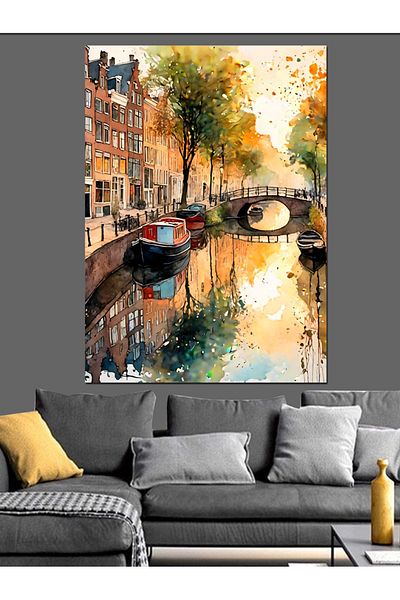 Tablomega Amsterdam Homes Canvas Decorativ - Lemn MDF