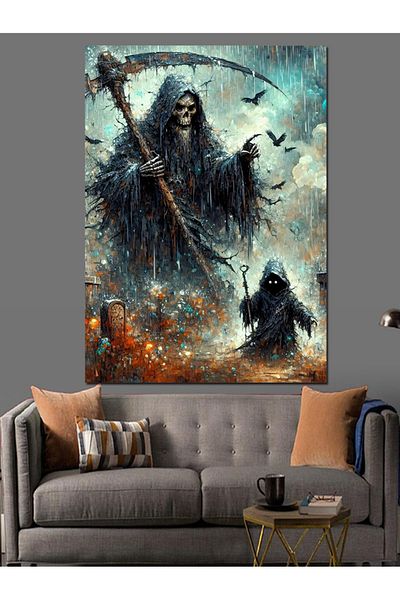 Tablomega Pânză decorativă Grim Reaper și fantomă - Lemn MDF