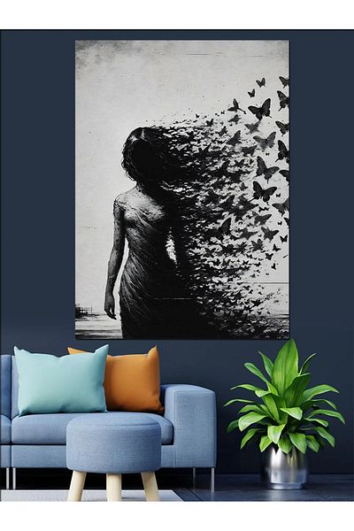Tablomega Fluturi abstracti si panza decorativa pentru femei - Tabla din lemn MDF