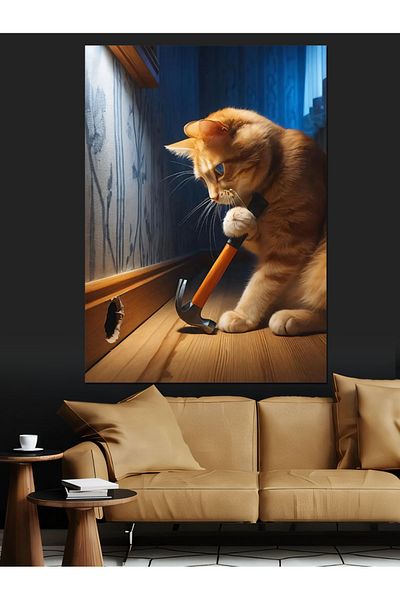 Tablomega Mouse Hunter Cat Διακοσμητικός Καμβάς - Ξύλινος Πίνακας MDF