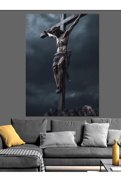 ekart Haç Ve İsa Mesih Dekoratif Kanvas - Mdf Ahşap Tablo