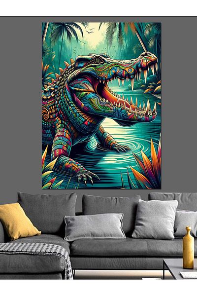Tablomega Pânză decorativă crocodil colorată - Lemn MDF