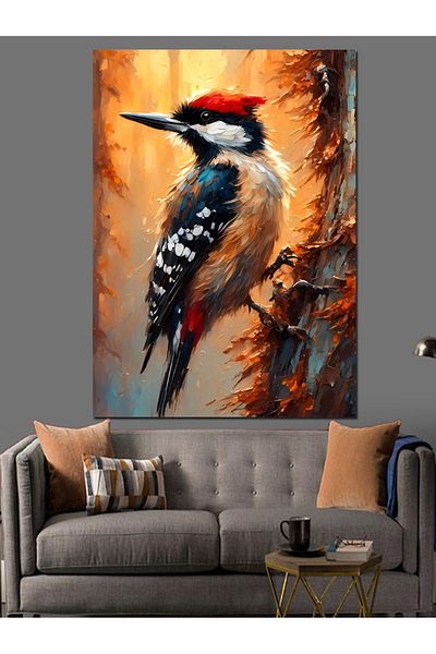 Tablomega Διακοσμητικός καμβάς Woodpecker Bird - Ξύλινος πίνακας MDF