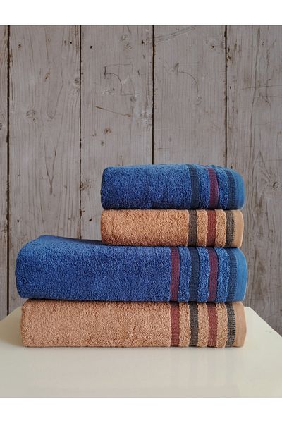 begenal home 100% Cotton 2 Pieces 100X150 cm Bath Towels and 2 Pieces 50X90 cm Hand Face Towels