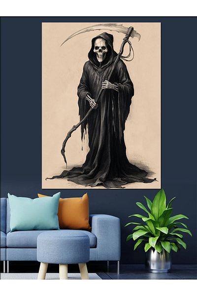 Tablomega Pânză decorativă Charcoal Grim Reaper - Lemn MDF