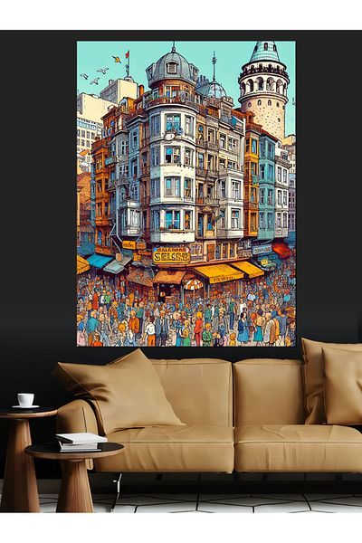 Tablomega Διακοσμητικός καμβάς Istanbul And Galata Tower - Ξύλινος πίνακας MDF