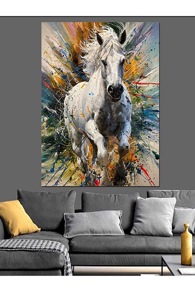 Tablomega Pânză decorativă White Horse - Lemn MDF